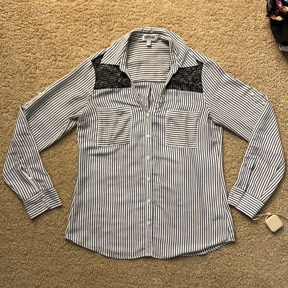 Express Portofino Slim Fit striped button up